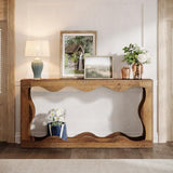 Tribesigns 63 Inches Farmhouse Console Table with Storage, Couch Table Behind Sofa, Long Entryway Sofa Station, Narrow Console Stand, Hallway Stand for Entryway Living Room, Brown