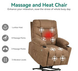 YITAHOME Power Lift Recliner Chair, Modern Fabric Recliner Chair with Massage and Heat, Spacious Seat, USB Ports, Cup Holders, Remote Control, Suitable for Living Room Dark Grey2