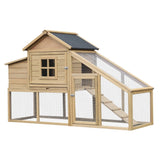 PawHut 69×22 Outdoor Wooden Chicken Coop Hen House with Nesting Box and Run – White