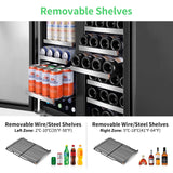 Tittla 30 Inch Wine Fridge, Dual Zone Wine and Beverage Refrigerator with 33 Bottle and 80 Can Wine Cooler Under Counter Freestanding