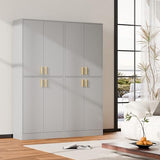Cozy Castle Kitchen Pantry Cabinet, 71 Tall Wood Storage Cabinet with Doors and Shelves 4 Doors Freestanding Cupboard Utility Hutch for Dining Room Living Room Bathroom Furniture, Gray