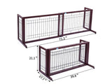 samnewrate Pet Fence Gate Free Standing Adjustable Dog Gate Solid Wood Construction Indoor