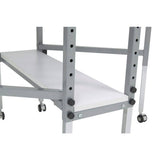 Sew Ready Mobile Folding Height Adjustable Quilting Fabric Cutting Table with Sewing Board Grid and Storage in Silver/White Top