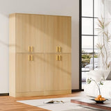 Cozy Castle Kitchen Pantry Cabinet, 71 Tall Wood Storage Cabinet with Doors and Shelves 4 Doors Freestanding Cupboard Utility Hutch for Dining Room Living Room Bathroom Furniture, Gray