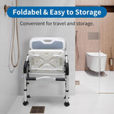 Shower Chair for Elderly & Disabled, Folding Shower Chair Seat with Arm and Back, Inside Shower Chair, Foldable Bathroom Chairs for Sitting, Portable for Travel – Collapsible, Compact & Comfortable
