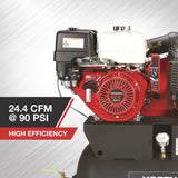 NorthStar Portable Gas Powered Air Compressor – Honda GX390 OHV Engine, 30-Gallon Horizontal Tank, 24.4 CFM at 90 PSI