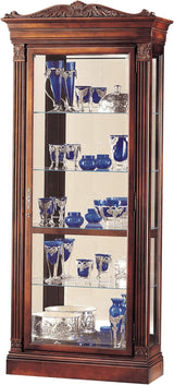 Howard Miller Embassy Curio Cabinet 680-243 ?C Embassy Cherry Finish Home Decor, Four Glass Shelves, Five Level Display Case, Locking Front Door & Halogen Light