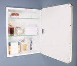 16×20 Austin Farmhouse Metal Framed Rounded Rectangle Recessed Bathroom Medicine Cabinet, Beveled Mirror, 14×18 in-Wall Opening, powder-coated Steel, Glass Shelves, Magnet Close, Brushed Nickel